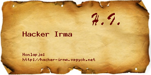Hacker Irma névjegykártya